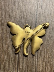 Newark Museum Reproduction Woman Butterfly Brooch Pin Gold Tone Garnet Whiteside
