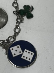 Vtg Silver Tone Charm Bracelet 1 Charm Sterling 7″ Lucky Clover Phone Love B731