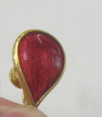 Vintage Pair of Teardrop Earrings with Beautiful Maroon Stone Inserts