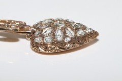 Antique Circa 1900s 12k Gold Natural Rose Cut Diamond Heart Pendant Necklace
