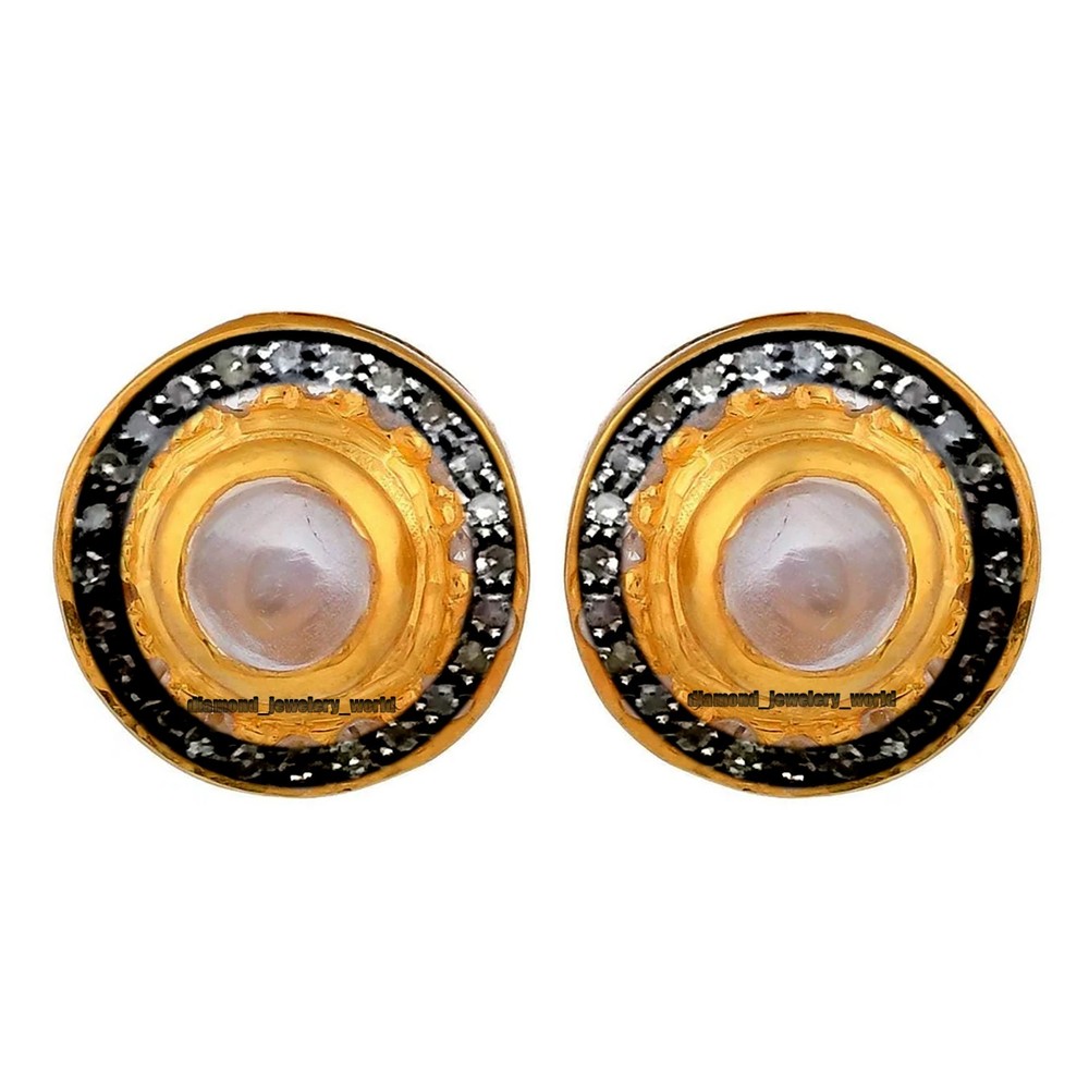 Gorgeous 1.05ctw Rose Cut Diamond Rainbow Silver Vintage Studs Earring Jewelry
