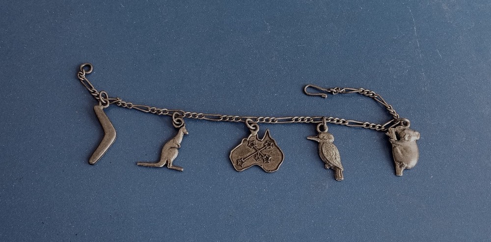 Vintage Australia Sterling Silver Charm Bracelet – 5 Charms – STG SIL
