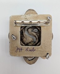 Jeff Lieb Pin Brooch Metal Wood Resin Rare Boho Retro Vintage Signed