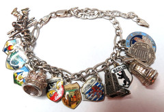 VTG WOMEN STERLING SILVER ENAMELD 14 CHARM CHAIN 7″ PLUS BRACELET 33g