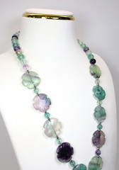 Rare Vintage Chinese Carved Fluorite & Sterling Silver Pendant Necklace
