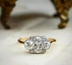 Art Deco Style 2Ct Round Lab Created Diamond 14K Yellow Gold FN Birthday Ring