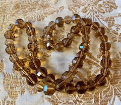 Vintage Art Deco Golden Brown Czech Large Crystal Glass Bead Strand Necklace 30″