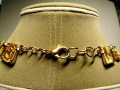 Vintage Choker Necklace Bright Gold Tone Trapezoid Geometric Chain Statement 18″
