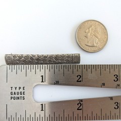 Vintage 1984 Ginnie Johansen Silver Tone Textured Basket Weave Bar 2″ Brooch Pin