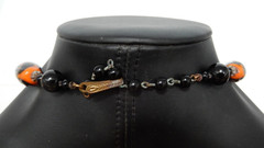 Vintage Jewelry  Orange & Black Beaded Choker Necklace (Japan) 40’s – 13″ ADJ.
