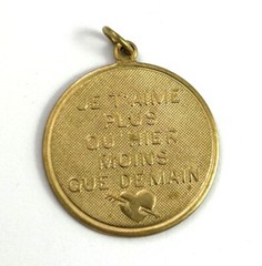 Vintage French Love Charm Necklace Pendant Brass Jewelry – Tarnished As Is