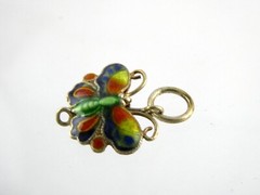 Vintage Gilded Metal Enamel Butterfly Charm or Pendant 1.7g .75 Inch Length