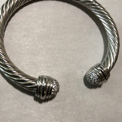 Vintage Cable Cuff Bracelet With Crystals