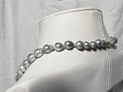 Japanese Silver-Blue Baroque Saltwater Akoya Pearl Necklace 14k clasp 6-9.5mm