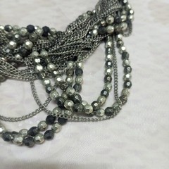 Vintage Short Haevy Large Silver Grey Bearded Necklace Women Accessories Jewelry