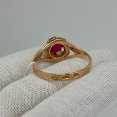 USSR Vintage Original Rose Gold Ruby (lab.made) Ring 583 14K 4.27 g. 12 US