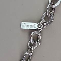 Vintage Monet Chain Necklace 6mm Silver Tone Cable Link Long 54″