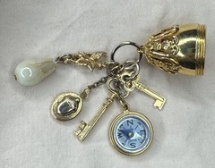 Vintage Multiple Charm Gold Tone Pendant With Some Wear On Gold Tone