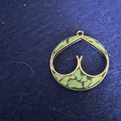 Green Gold Tone Enamel Heart Pendant Charm – Sterling Silver
