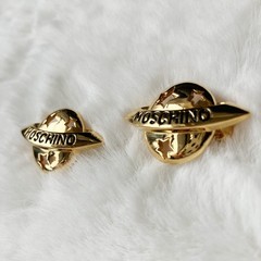 vintage Moschino Logo Planet Saturn Clip On earrings Gold Tone Japan exclusive