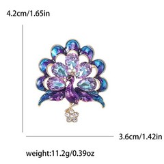 Vintage Style Peacock Bird Rhinestone Crystal Cyan Bird Brooch Pin Pendant Gift