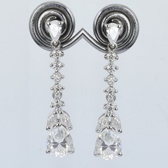 Stylish Rare 4.00 Ct Certified Diamond Dangler Earrings, Free Diamond Studs
