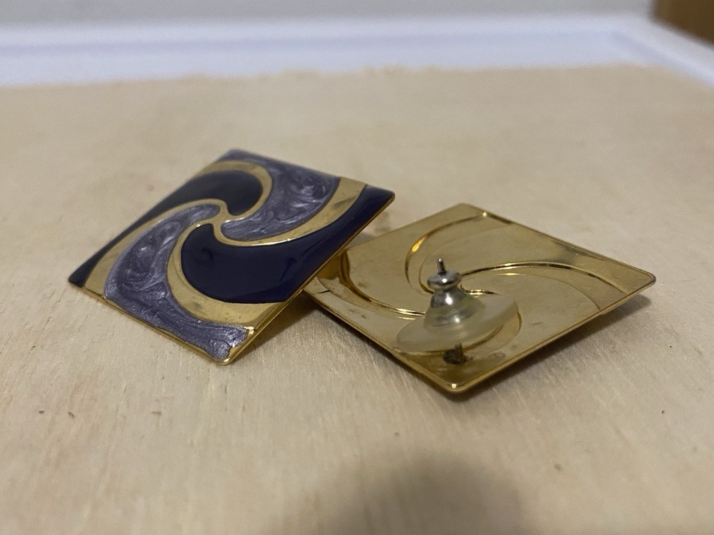 Vintage Purple Swirl Square Earrings