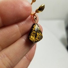 Gold Tone Flake Nugget Confetti Screw On Dangle Earrings VTG RARE