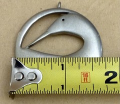 Ken Kantro Pewter Bird Pendant Vintage 1988 Kennebec Modernist Loon Necklace