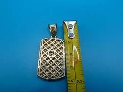 Unique Chevron CZ Sterling w/goldtone overlay Dogtag Pendant