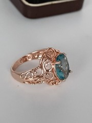 Vintage 1990-s 14 Ct Rolled Gold Aquamarine Ring Size UK P 1/2 US 8 Hallmarked!