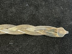 7.5” Milor Italy Gold Tone ETCHED BRAIDED Sterling Silver Bracelet Herringbone