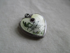 Vtg Sterling Charm LAMPL Birthday Series Puffy Heart Flower & Red Stone JANUARY