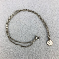 Quarter Miniature 10mm Coin Charm Pendent Necklace Silver tone Vintage 16″ chain