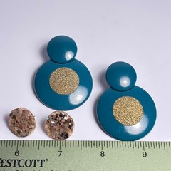 Earring Lot Vintage Blue Sparkly Doorknocker Costume Jewelry Acrylic Resin Party
