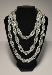 Vintage West German Eloxal Aluminum Triple Strand 58″ Statement Necklace