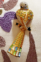 SWAROVSKI Parrot Brooch Aqua & Green Pave Crystals Gold Encrusted