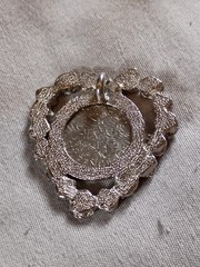 Vintage 1961 Great Britain Six Pence Coin Heart Pendant.