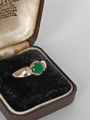 Vintage 1990-s 14 Ct Rolled Gold Emerald Ring Size UK P US 7 1/2 Hallmarked!
