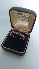 Vintage 1990-s 14 Ct Rolled Gold Amethyst Band Ring Size UK S US 9- Hallmarked.