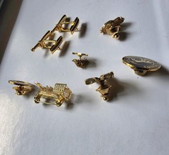 Lot of 7 Vintage Sports Other Assorted Pins Cuff Links. Nice Condition.