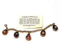 Faberge 5 Egg Bracelet The Museum Company Gold Plated Pewter Jewel Tones