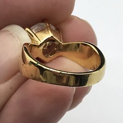 Vintage Gold Plated Cubic Zirconia’s In Stunning Bold Design Ring sz 7