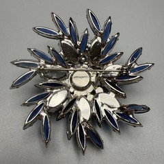 Juliana D&E BOOK PIECE Brooch Multi Blue Navettes w/AB & Clear Rhinestones 2.6”