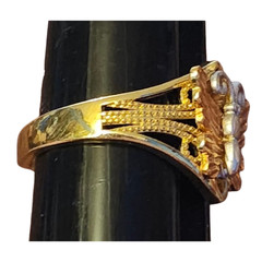 Vtg Butterfly 3 Tone Silver Rose Gold Plated Ring Band Size 10