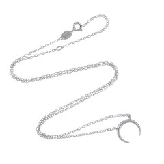 Vintage Sterling Silver 925 Crescent Moon Necklace 18”