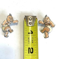 Vintage Edgar Berebi 3D Articulated Enamel Swivel Baby Earrings Diaper Kewpie