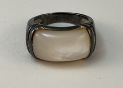Vintage 925 Sterling Silver MOP Mother of Pearl Ring Size 7 HONG KONG