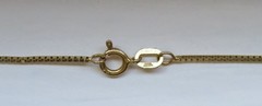 Vintage 14K Gold Delicate Box Chain, 1MM X 16”, Italy, Makers Mark, Spring Ring