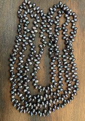Genuine Pearl Beaded Necklace Tiny Beads Artisan Jewelry Peacock Hues Dainty